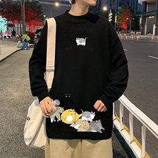 M18155-P45加绒款-P65半高领毛衣男士大码针织衫男毛线衣男，男装针织衫/毛衣，电商A040