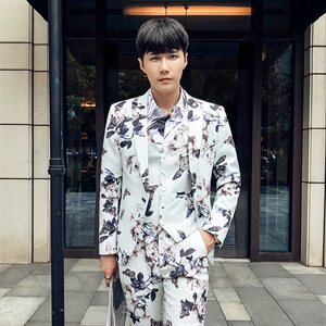 秋冬韩模款潮流个性夜店花西服套装男三件套小西装A470-TZ88图片