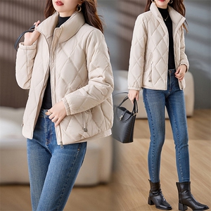 加厚保暖短款羽绒棉服女冬季2024新款小个子简约休闲立领棉衣外套图片