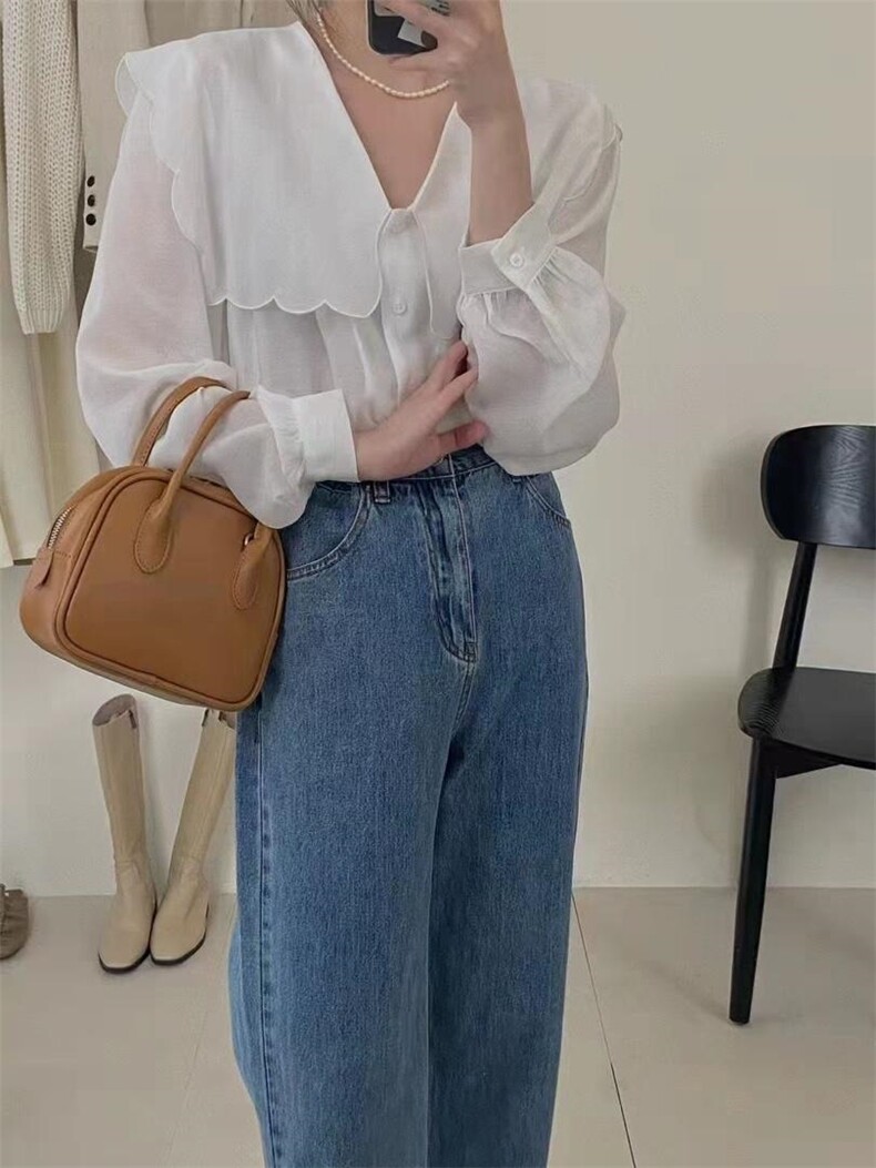 花边衬衫，女装衬衫，伊媚儿