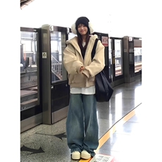 网络图J9012、原版高质量pu皮全兔绒棉服黑色杏色M-2XL，男装皮衣，星座1210-1