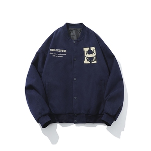 白底-美式高街字母印花棒球服外套男 9020-P108图片