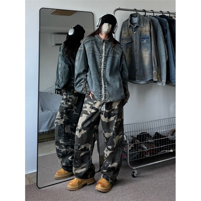 美式街头牛仔外套男女韩版潮流高街宽松2024秋冬ins夹克W5939-P95,男装工装外套,星座412-2
