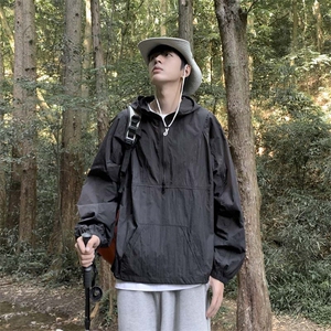 美式机能时尚防晒服男春夏季新款冲锋衣宽松户外高街痞帅外套图片