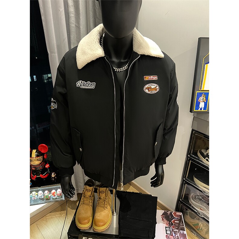 港风大码款宽松翻领加厚保暖棉服外套潮XZ213-MY9355-P148控168,男装棉衣,星座213