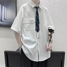 【现货】DC36-特P30送领带短袖白衬衫学院风潮衬衣抖音得物现货，男装T恤，星座603-2