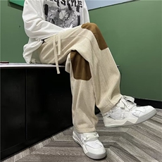高街男士设计感拖地卫裤春秋季宽松直筒运动裤百搭潮流休闲长裤子，男装休闲裤，星座601-2