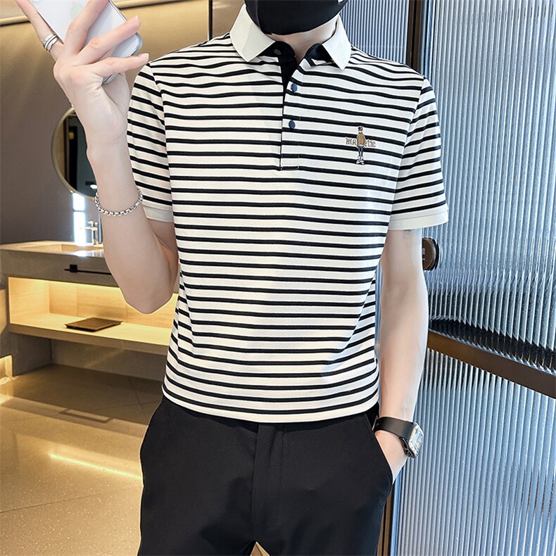 货已补齐夏季短袖T恤翻领条纹时尚Polo衫T08-特P43,男装T恤,电商D342