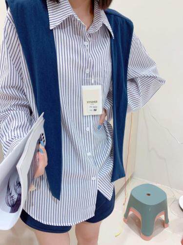 条纹衬衫，女装衬衫，辣妹子辣