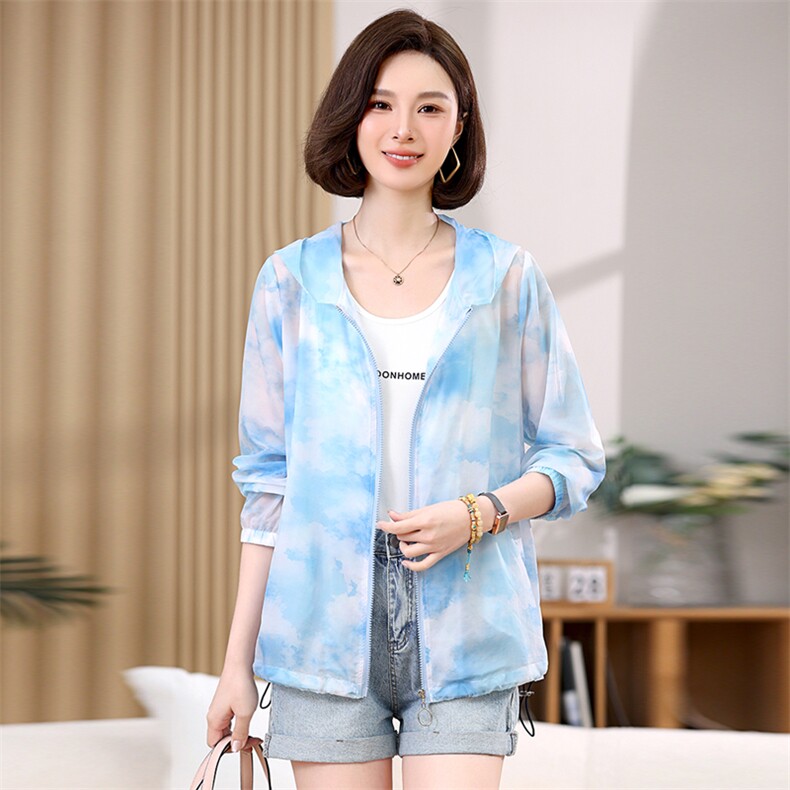 冰丝防晒衣女夏季2025年新款中年妈妈轻薄外套宽松大码透气防晒服,女装防晒衣,悦见她