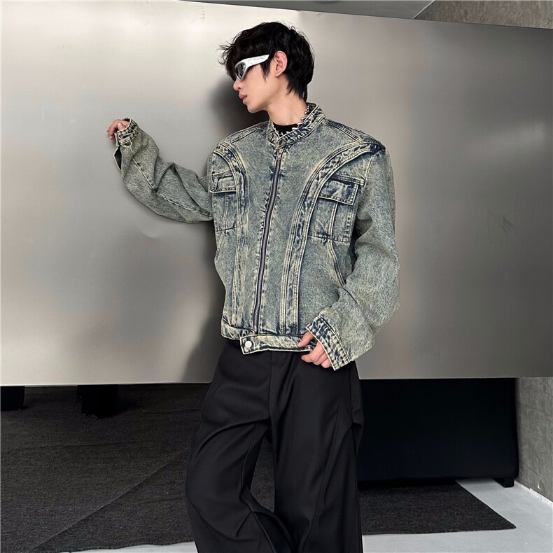 1506-1/J88731/P75春季美式短款牛仔外套男女高级痞帅小众设计师,男装工装外套,星座1506-1