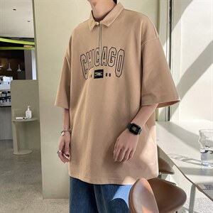 新款优品男士短袖刺绣半开拉链印花T恤宽松上衣POLO衫ZD3315-P52，男装T恤，星座717