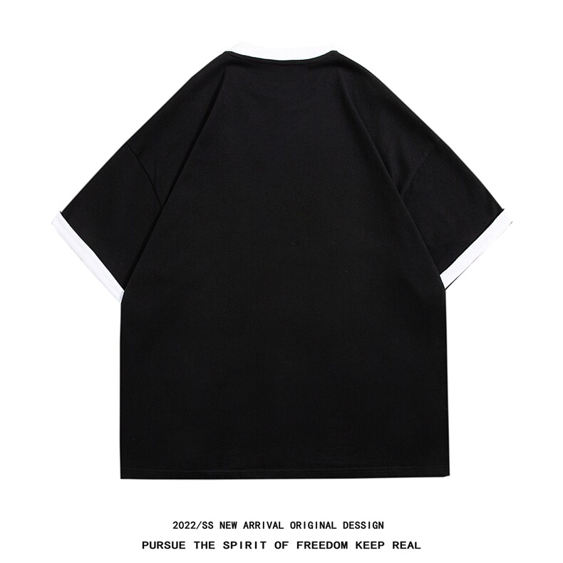 白底23新款夏季时尚百搭字母印花圆领宽松短袖T恤T269P35控58,男装T恤,电商A247-1