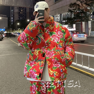 Y99男女休闲花衣服外套冬季保暖防寒面包衣服风大码汉服土潮图片