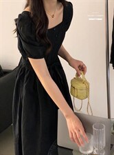 法式连衣裙夏季设计感众温柔高级感初恋裙子，女装连衣裙，香丽迪1