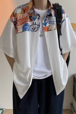 北面衬衫男士港风短袖冰丝T恤宽松休闲外套A071-C36-P38，男装T恤，电商A071