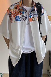 北面衬衫男士港风短袖冰丝T恤宽松休闲外套 A071-C36-P38图片