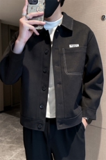 社会小伙高端呢子拼皮宽松韩版外套大衣夹克男A236-JK0813-P130，男装夹克，电商A236