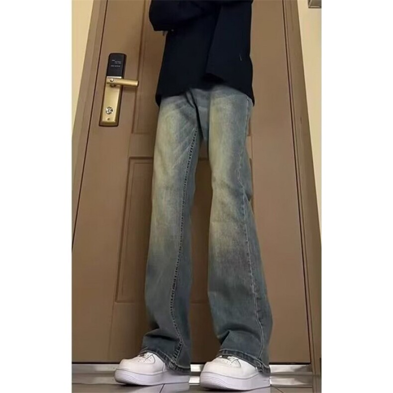 水洗渐变牛仔裤男春秋季新款垂坠感痞帅微喇叭裤子N7111,男装牛仔裤,星座1116A（原606A-3）