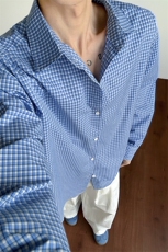 2026春季撞色细格子宽松衬衫薄外套男女同款C61318-TP3568，男装衬衫，电商A102