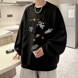 华夫格卫衣圆领卫衣男大码长袖t恤男外套 HW76142-P30加绒款-P40图片