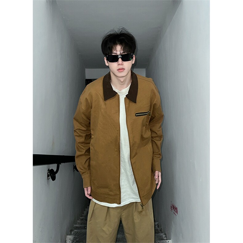 现货5000件2026春季新款水洗帆布翻领底特律夹克男外套JK571P80，男装夹克，星座301D-2(原星座1004-1）