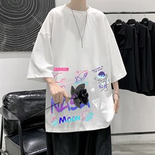 Q11186-P30NASA联名同款春夏季七分袖t恤大码五分袖男短袖中袖，男装T恤，电商A040