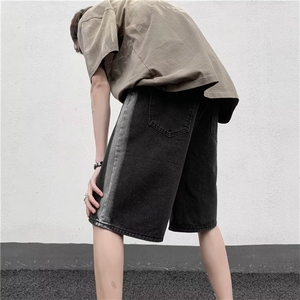 渐变牛仔短裤男夏季美式复古炸街痞帅宽松休闲五分裤DK01632-P38图片