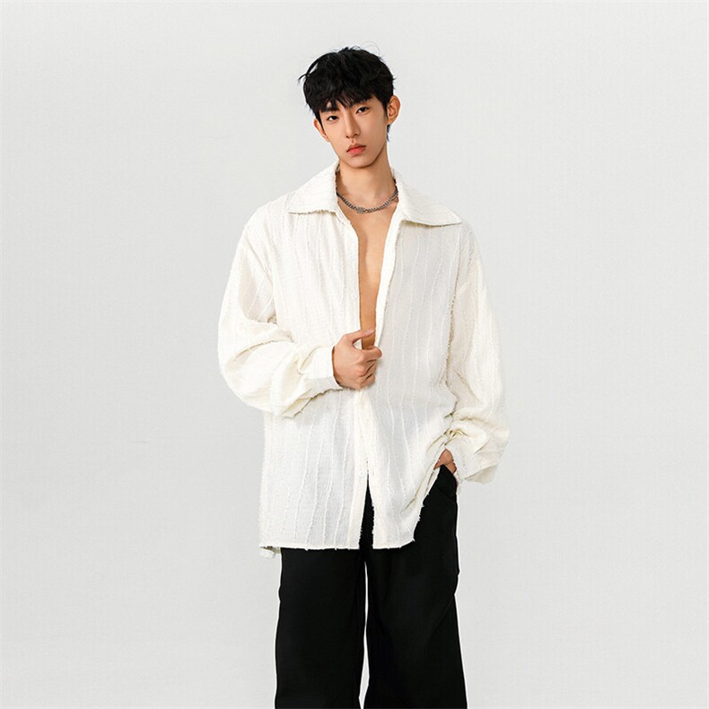 A1896TP48控88-2026春季新款坠感衬衫男长袖设计感轻奢痞帅风上衣，男装衬衫，电商B241
