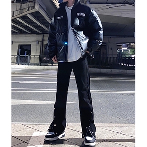 拿图不拿货cleanfit牛仔裤开叉纽扣微喇叭裤子KZA18-P55,绿长衬衫搭配什么裤子图片