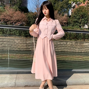 新中式国风粉色连衣裙女秋季2025年新款甜美减龄气质显瘦a字长裙,女装连衣裙,煊芮熙