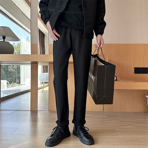 秋冬男士休闲裤轻熟韩版修身弹力男裤常规素版毛呢西裤688/P58