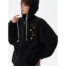 WY10193-特P52加绒特P58加厚雪尼尔满天星连帽卫衣大码外套男，女装短外套，电商A059
