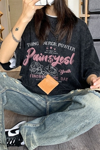 中性2026夏季新款水洗短袖T恤男女夏装美式宽松半袖体恤S180-P38图片