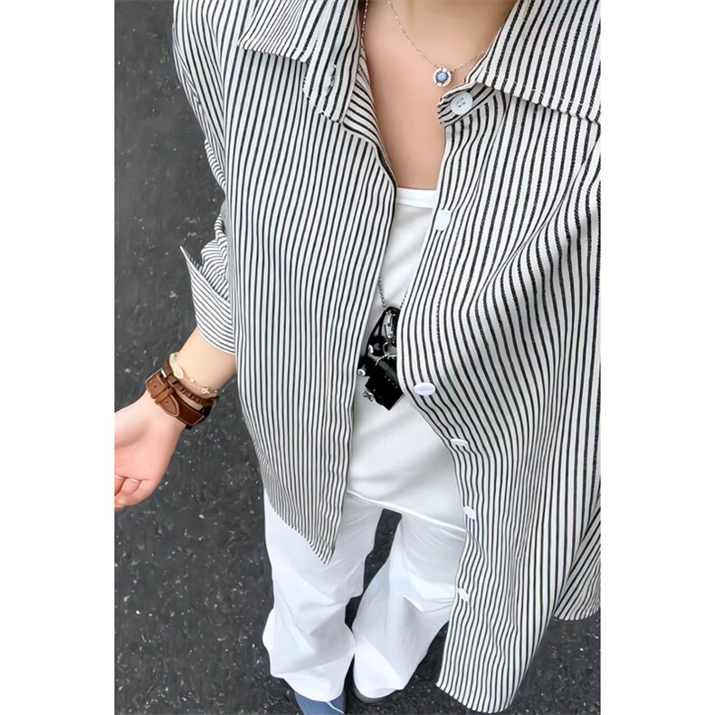 2025 HC25484改长 秋季女模大码条纹长袖衬衫M-5X HC25485-特P35图片