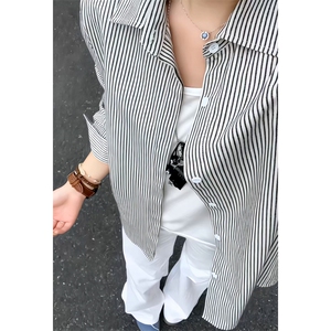 2025 HC25484改长 秋季女模大码条纹长袖衬衫M-5X HC25485-特P35图片