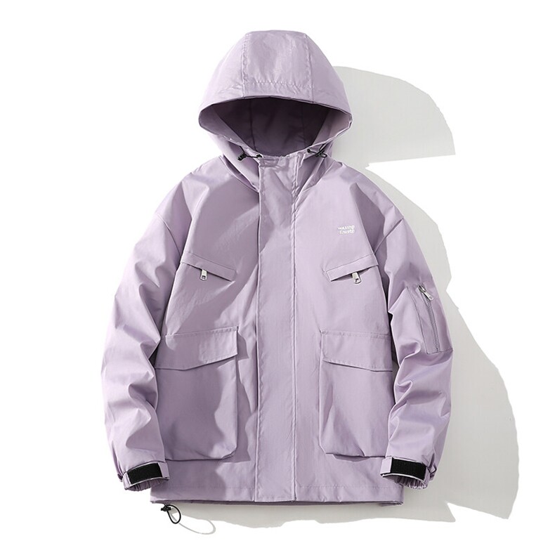 户外刺绣冲锋衣男连帽外套情侣款夹克春季工装潮A266-JK8019-P55，男装夹克，电商A266