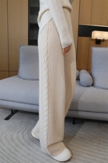 羊毛针织阔腿裤女秋冬季新款高腰显瘦休闲裤百搭长裤，女装休闲裤，鹏源羊绒