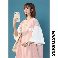 中性风2023夏季设计感小众华夫格字母休闲套装TZ621P75控98，女装运动套装，A247A