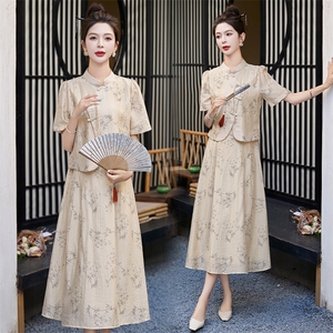 现货新中式女装2024年现货夏装新款设计感时尚气质套装连衣裙图片