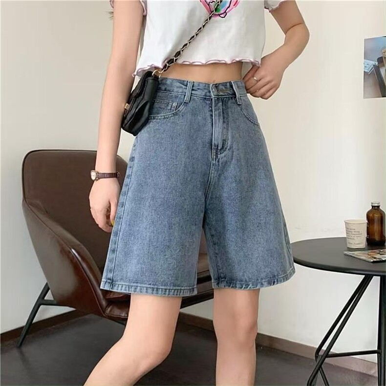 网红牛仔五分裤女夏季薄款显瘦高腰阔腿中裤女宽松直筒港味短裤潮,男装牛仔裤,星座1210-1