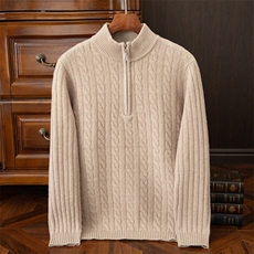 2024秋季新款半拉链长袖短款男士套头衫，男装羊毛衫，端硕羊绒