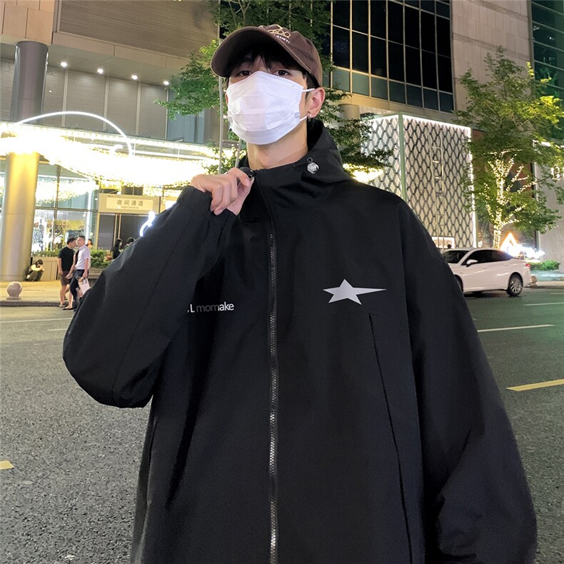 港风新款秋季时尚百搭宽松字母印花夹克外套F6381P65控88,男装夹克,电商A268A