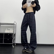 格子裤新款街头原宿个性格宽松阔腿休闲长裤8052P41，男装休闲裤，星座410-2
