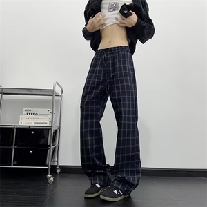 格子裤新款街头原宿个性格宽松阔腿休闲长裤8052 P41图片