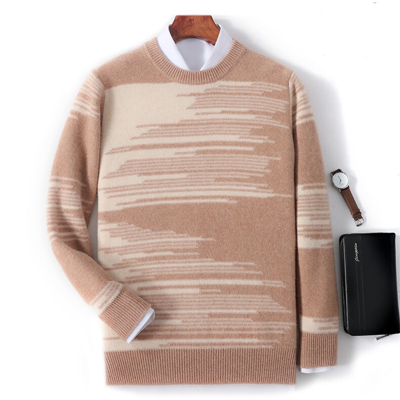 秋冬季新款舒适时尚百搭男士加厚圆领羊毛衫男装，男装羊毛衫，绒韵雅