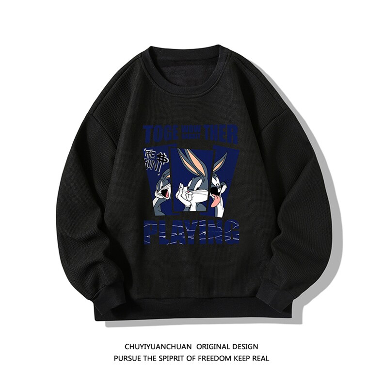 华夫格卫衣圆领卫衣长袖t恤男外套白底HW76234-P30加绒款P40,男装卫衣,电商A040A