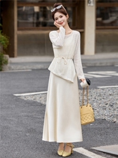 2026年夏季新款简约风镂空针织衫上衣吊带两件套时尚连衣裙套装，女装套装/套裙，米尚