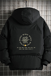 MY16163-P100 加厚加绒连帽衣男大码服男面包服男 网格挂拍图片