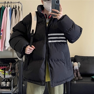 2026冬季新款潮流百搭条纹印花立领棉服MY23407特批70控118图片